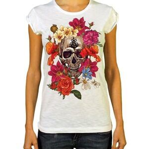 ‎NWT ASHBA skull bouquet t-shirt - XL